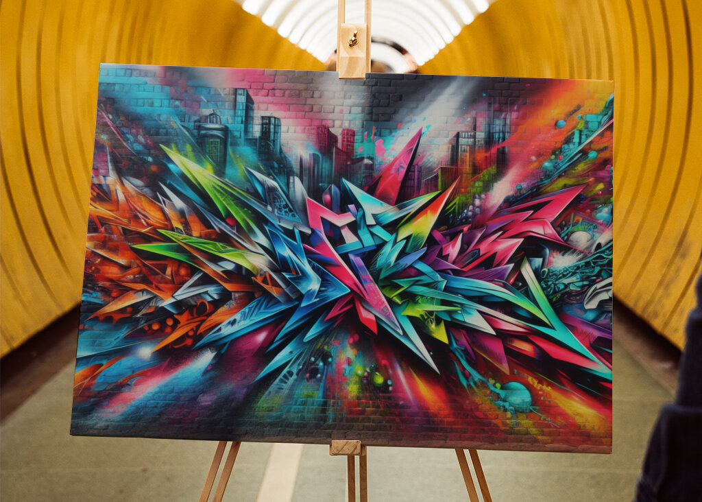 graffiti brick wall colored