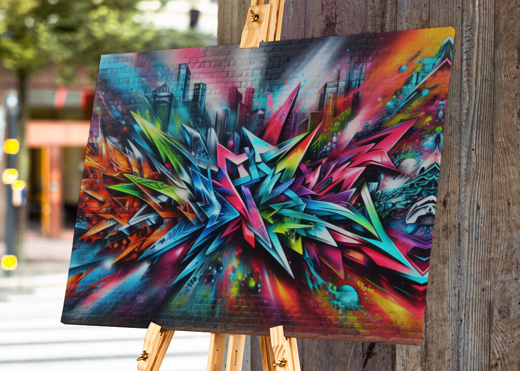 graffiti brick wall colored