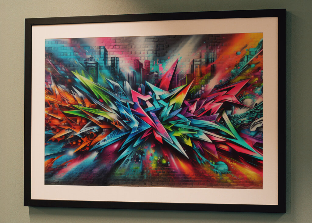 graffiti brick wall colored