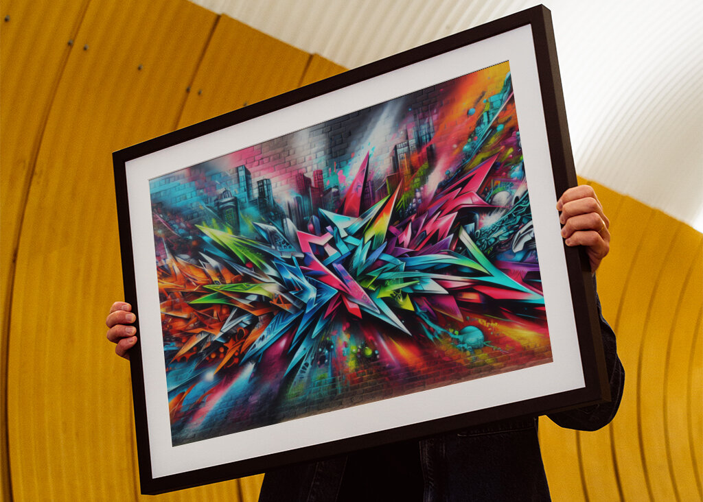 graffiti brick wall colored