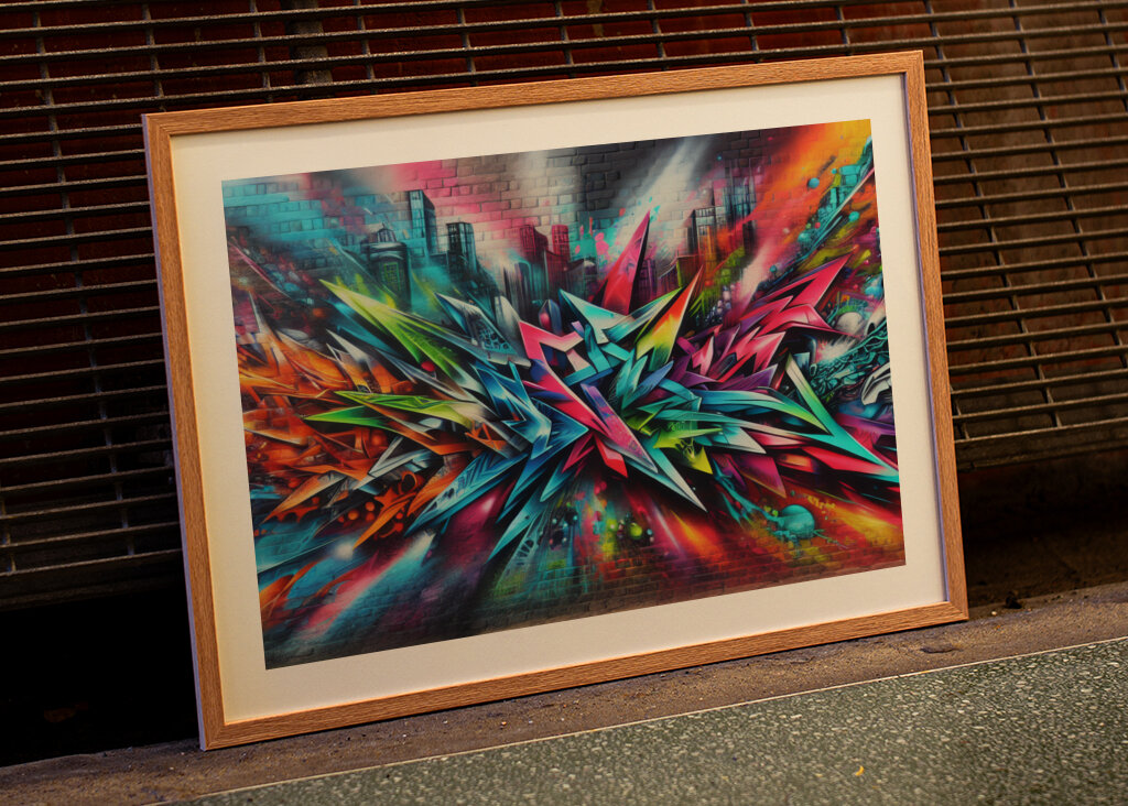 graffiti brick wall colored