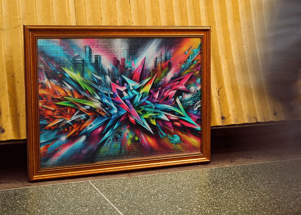 graffiti brick wall colored