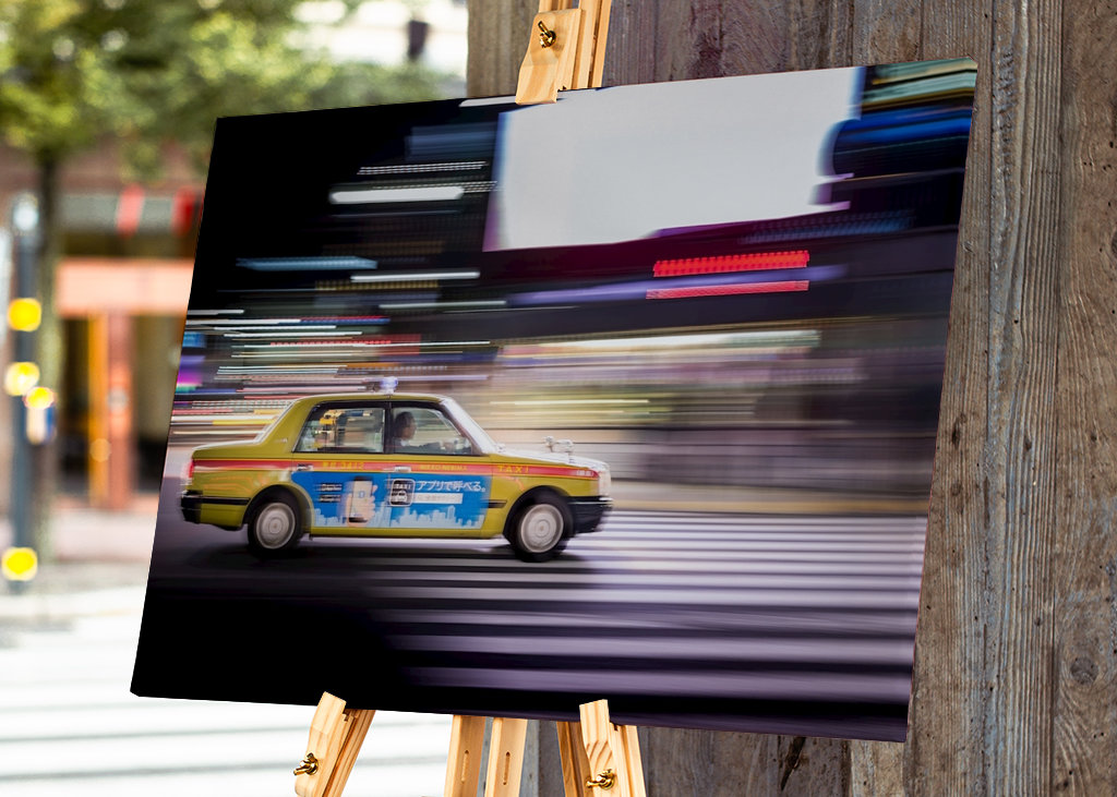 Tracce di luce e corsa in taxi