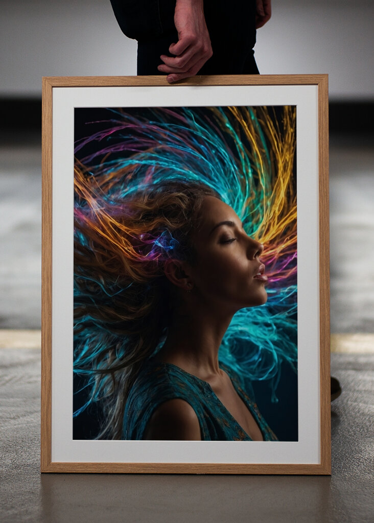 női meditáció színes haj