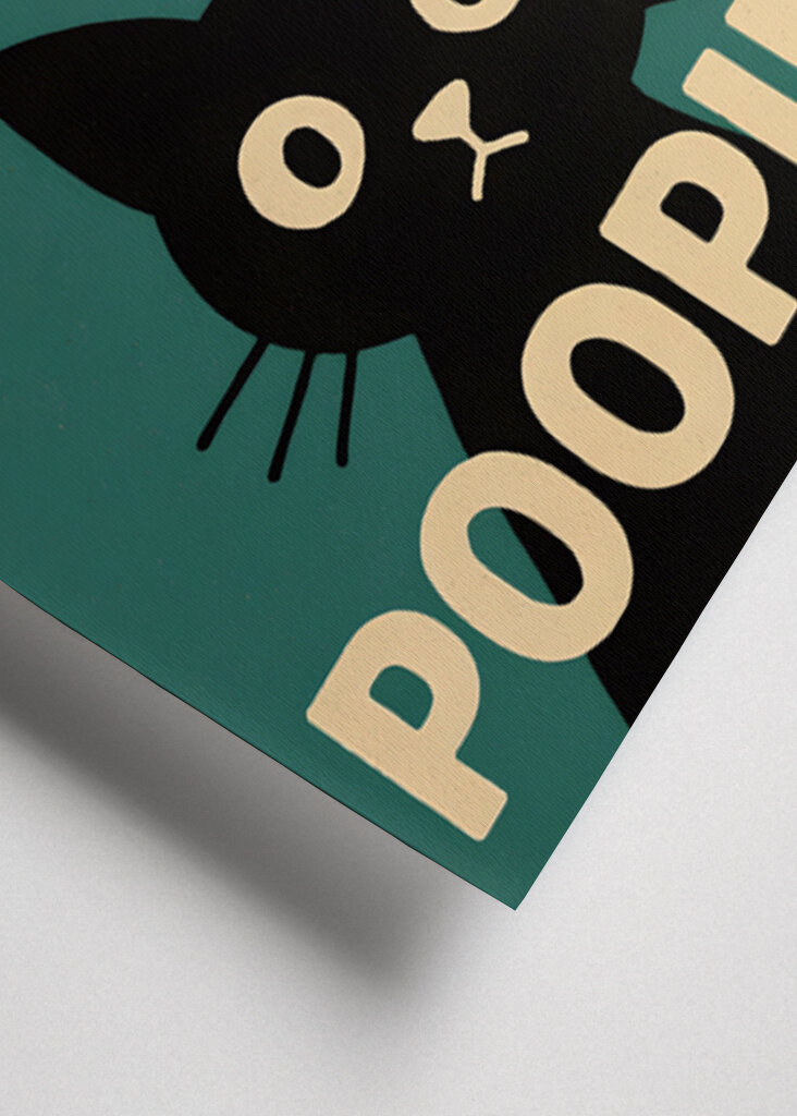 Plakat z kotem robiącym kupę minimalistyczny