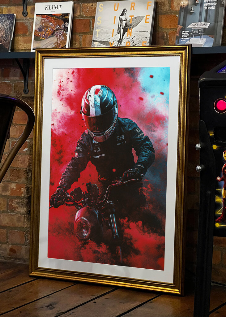 Motorcycle Rider in Smoke