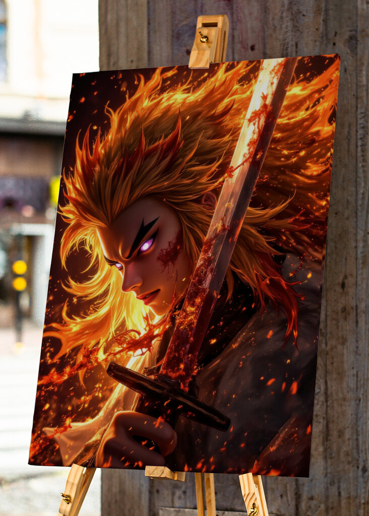 Épéiste d’anime enflammé