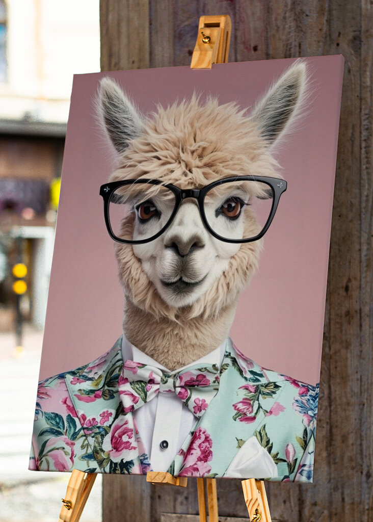 Lama en fleurs