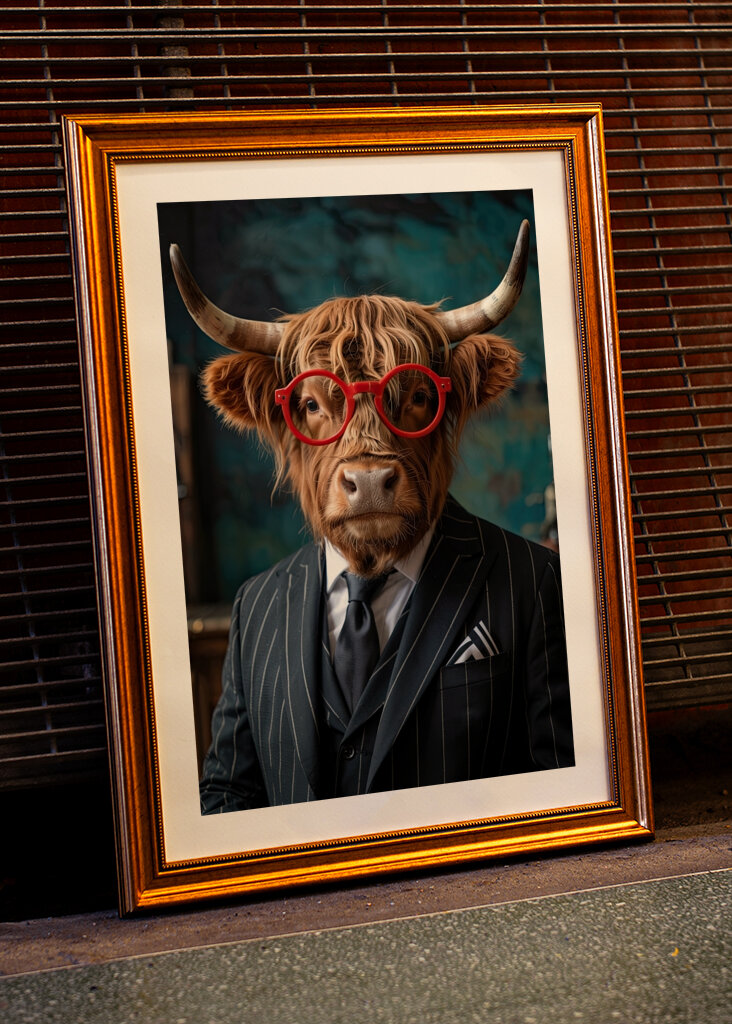 Toro de las Tierras Altas a rayas