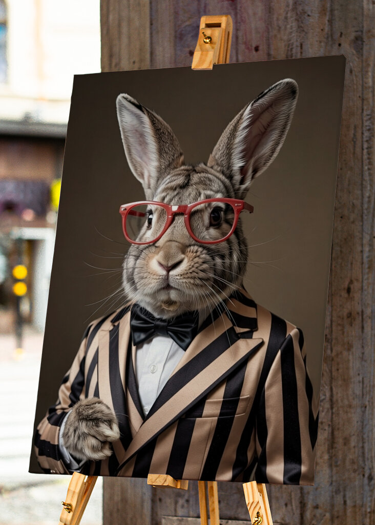 Dapper Rabbit in Striped Suit
