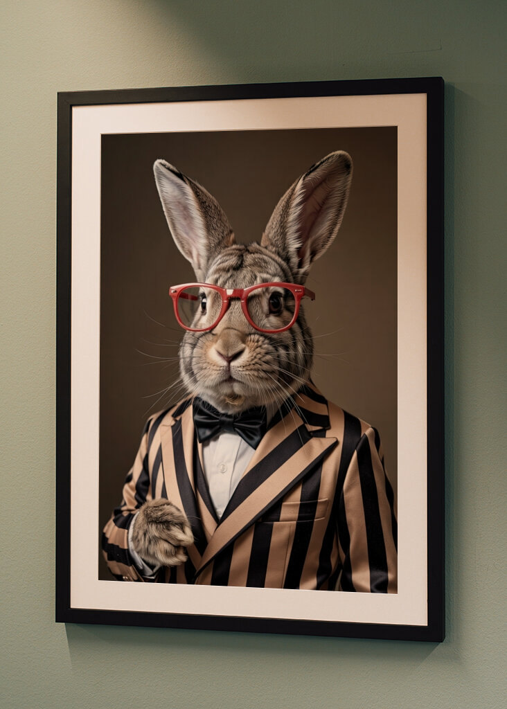 Dapper Rabbit in Striped Suit