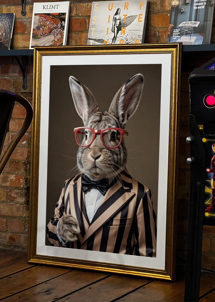 Dapper Rabbit in Striped Suit