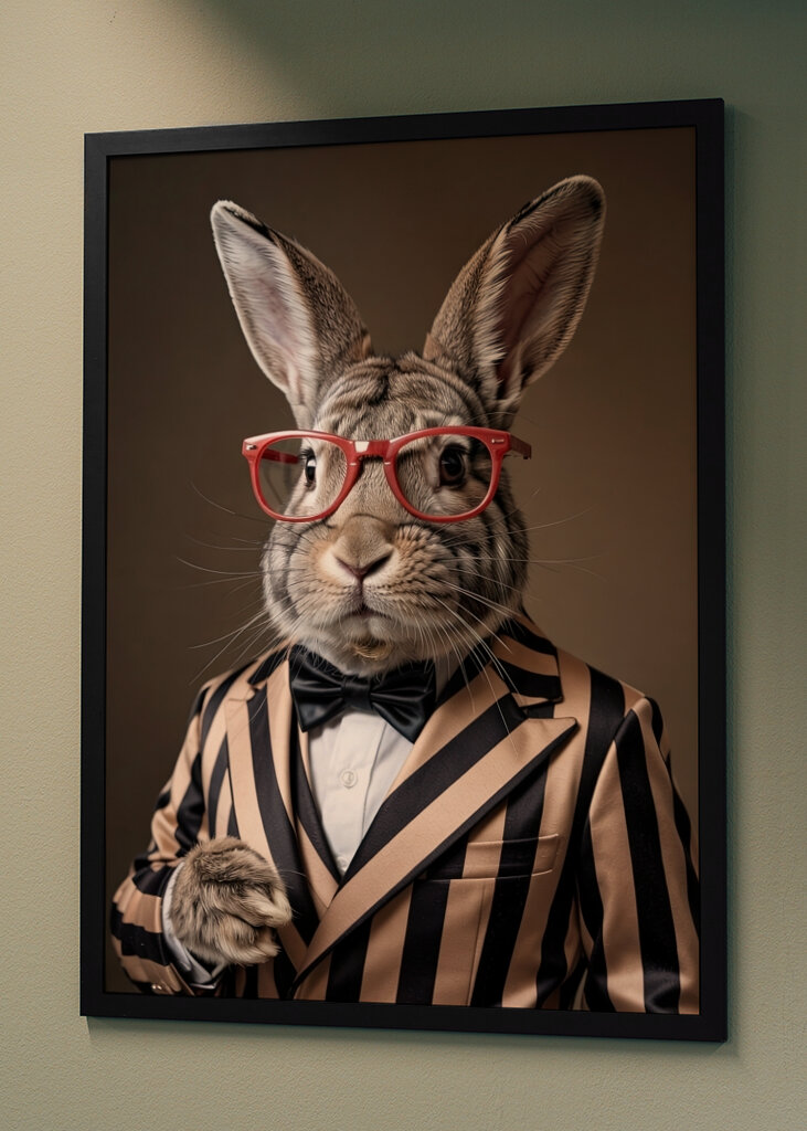 Dapper Rabbit in Striped Suit