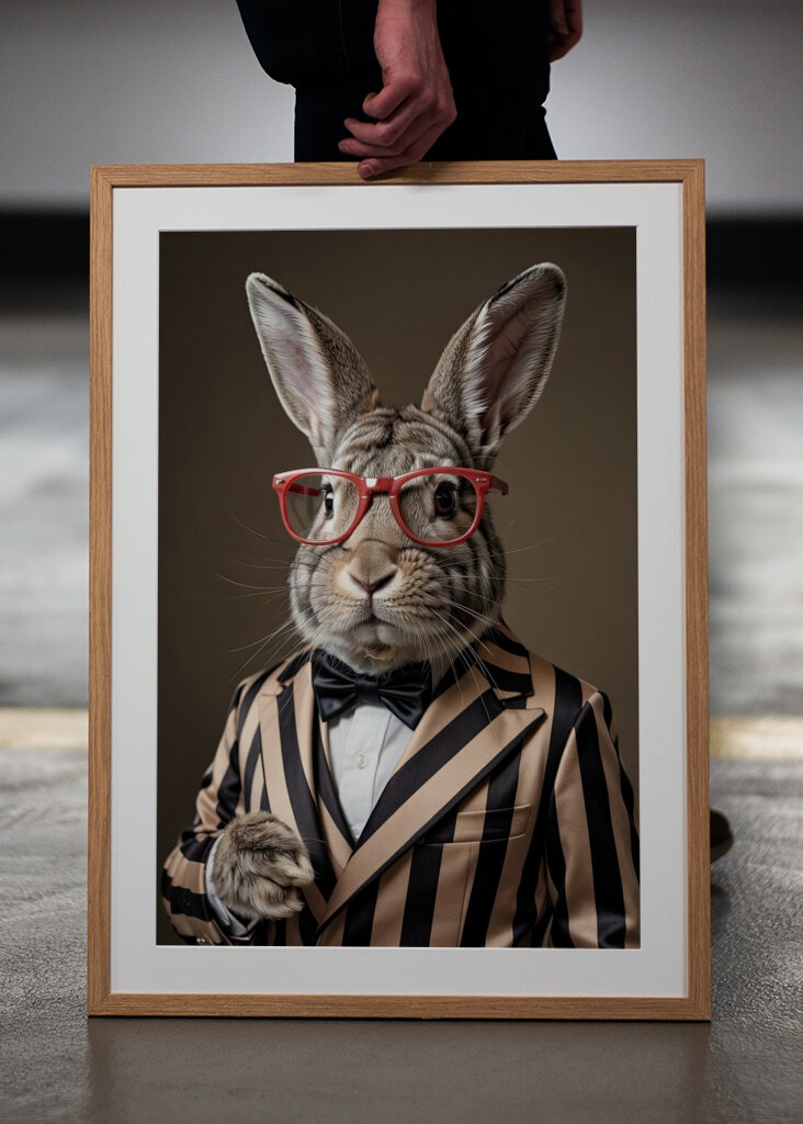 Dapper Rabbit in Striped Suit