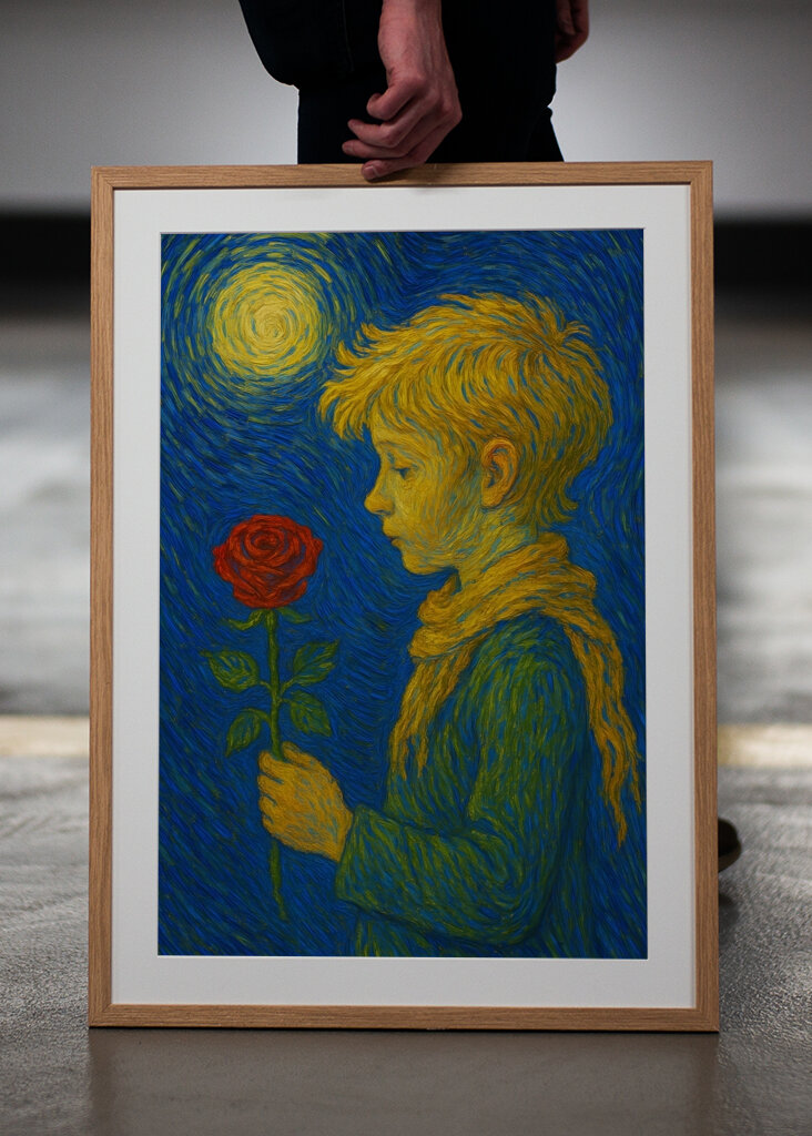 Kleiner Junge und Rose