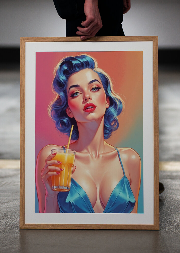 Pin-up Blauer Haarsaft 