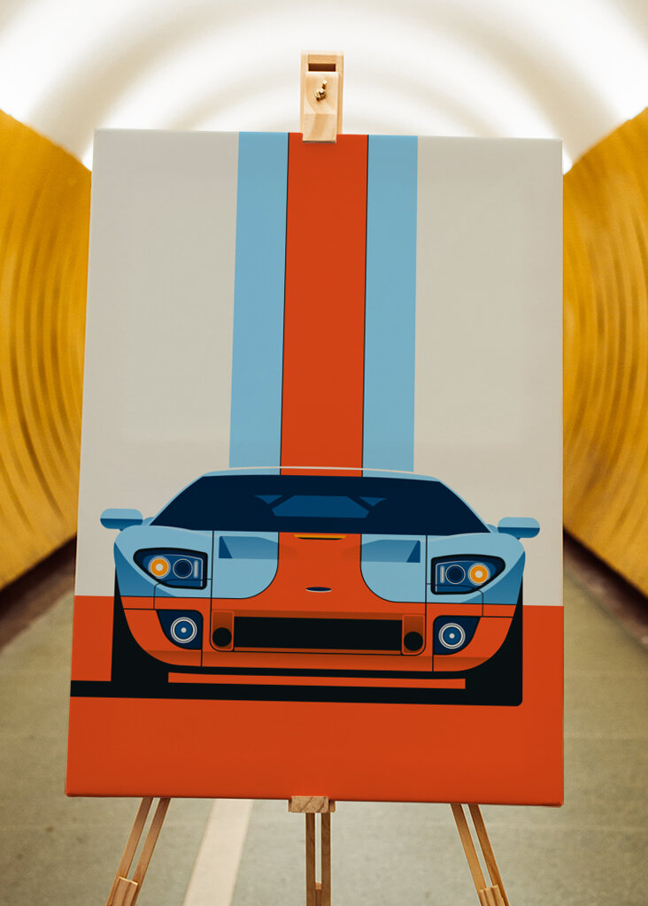 Red and blue sports car