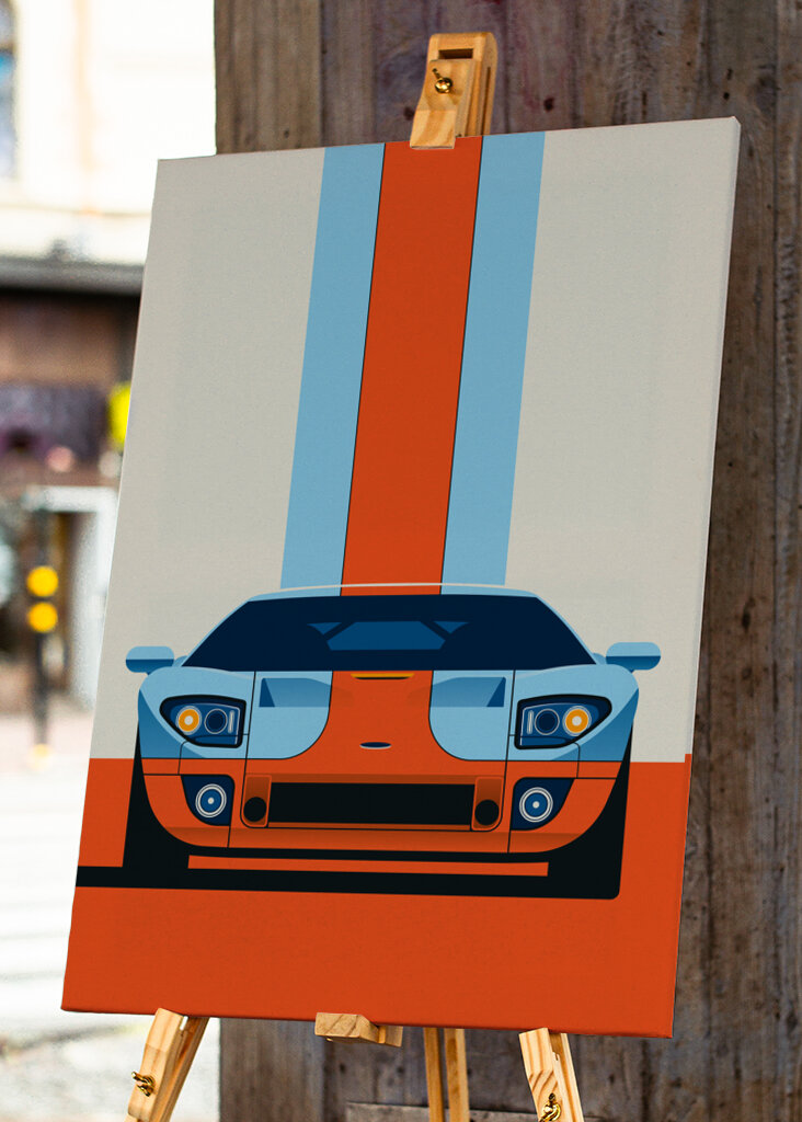 Red and blue sports car