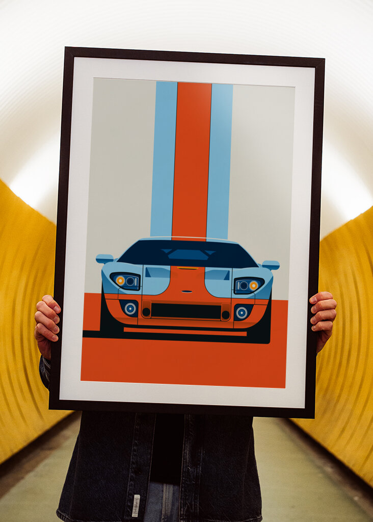 Red and blue sports car