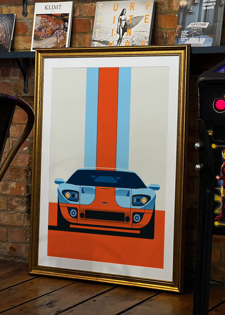 Red and blue sports car