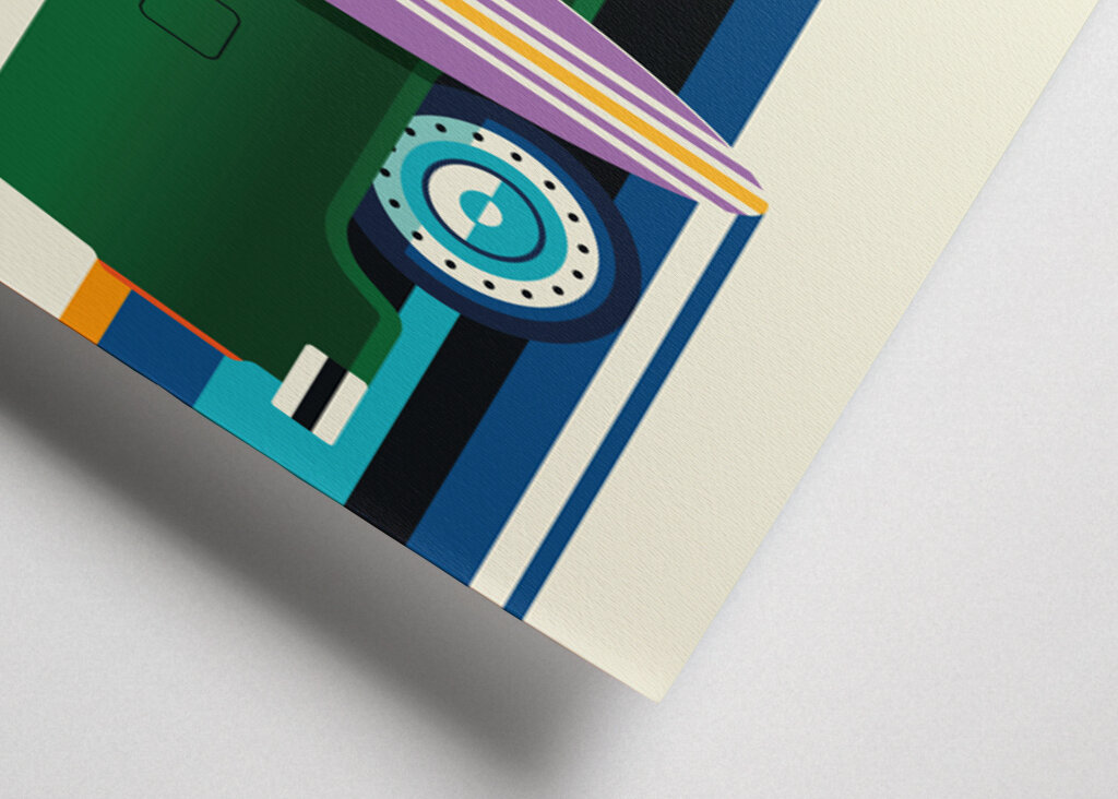 Vintage green camper van