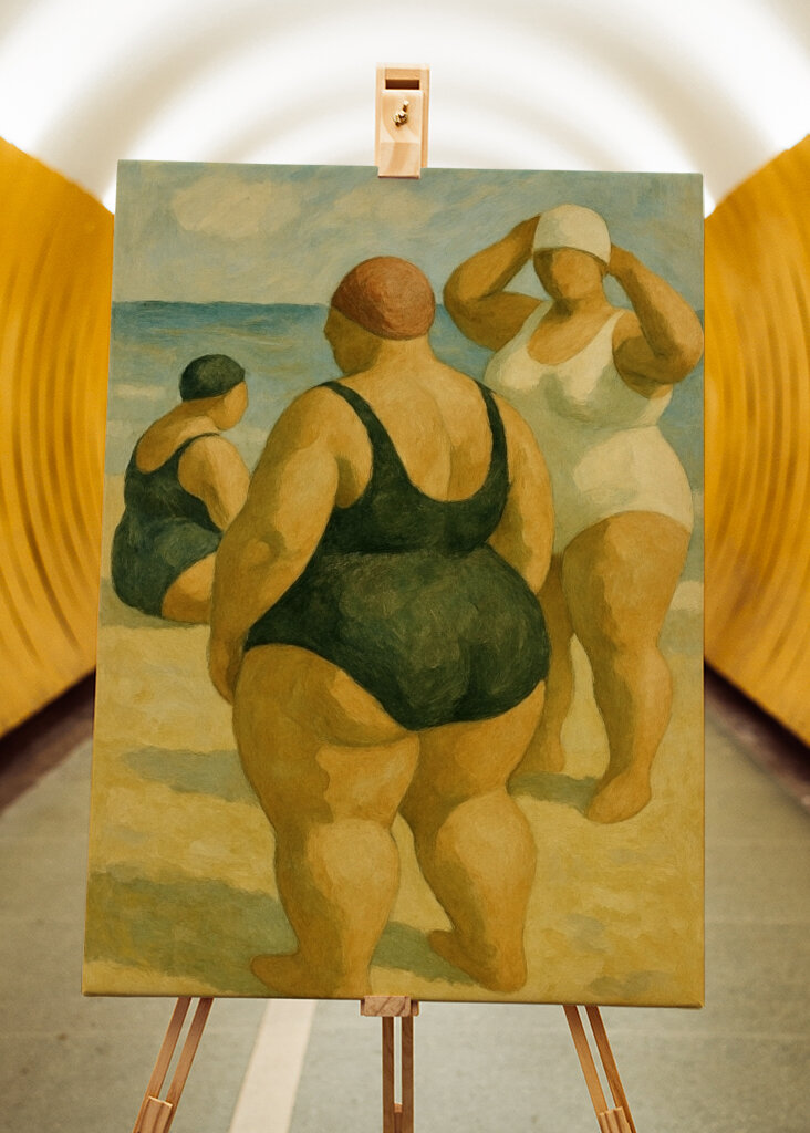 Koupající se na pláži