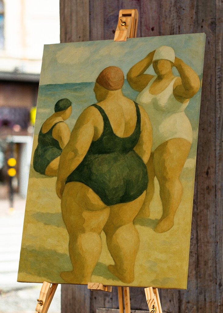 Koupající se na pláži