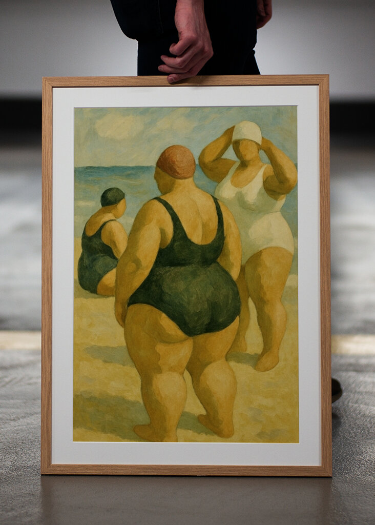 Koupající se na pláži