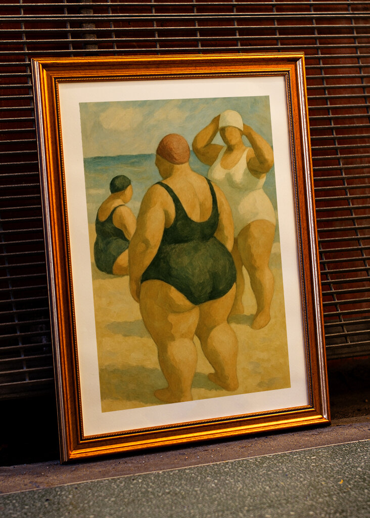 Koupající se na pláži