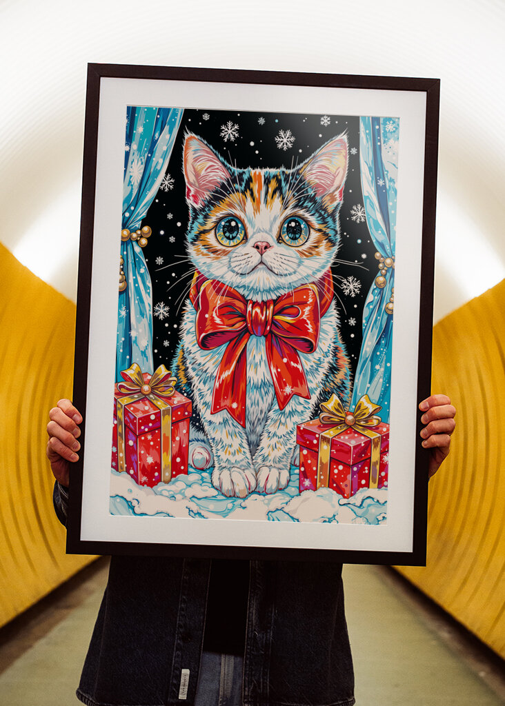 Uroczy świąteczny kot z Gi