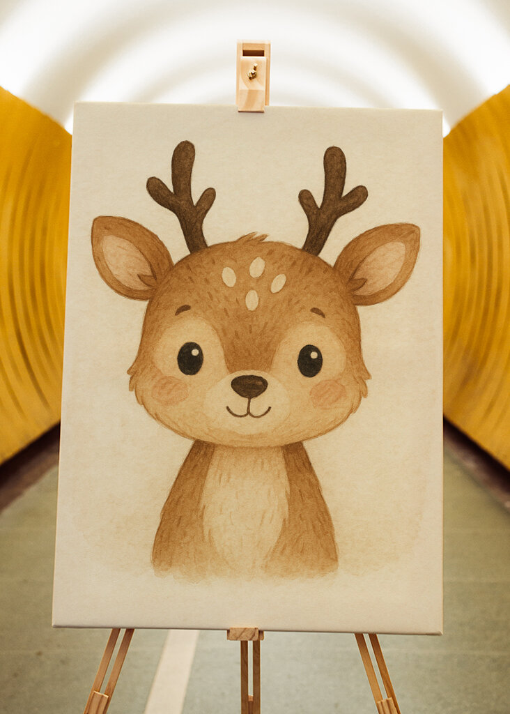 Freundliches Reh in Aquarell