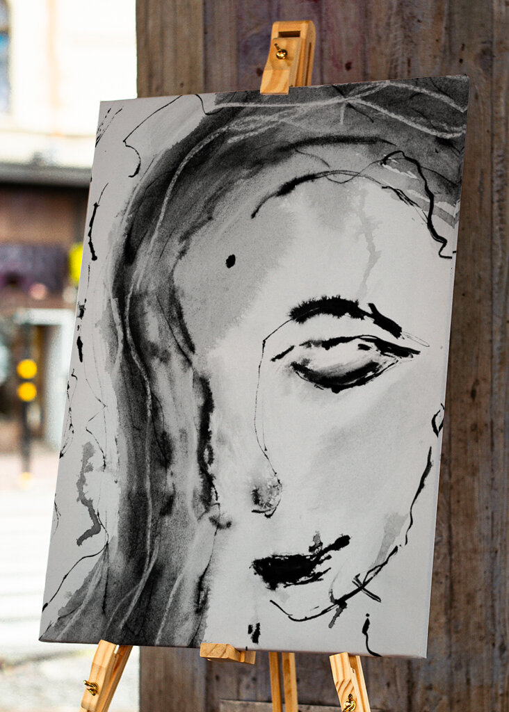 Mysterious Girl - Ink Art