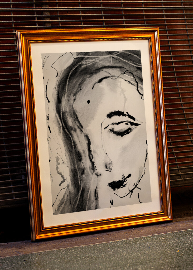 Mysterious Girl - Ink Art