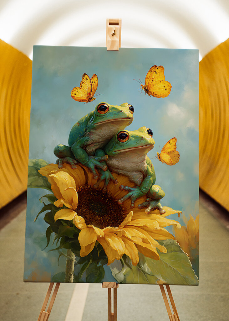 Frogs in Sunflower Bliss