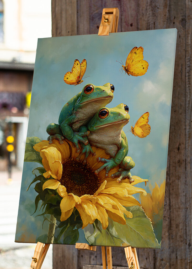 Frogs in Sunflower Bliss