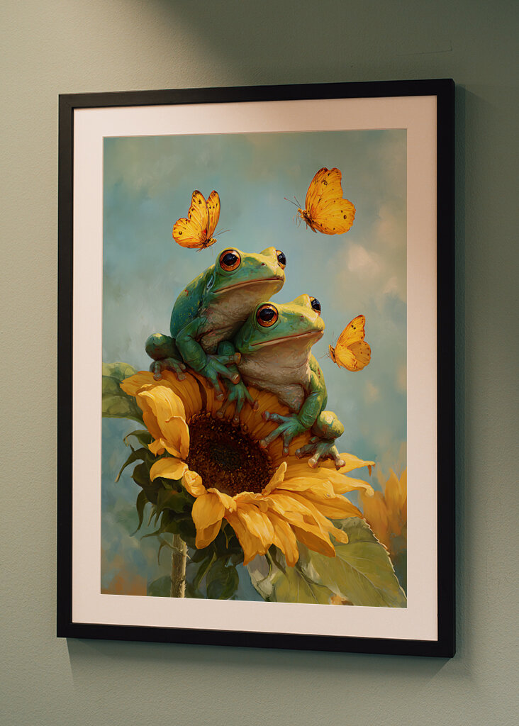 Frogs in Sunflower Bliss