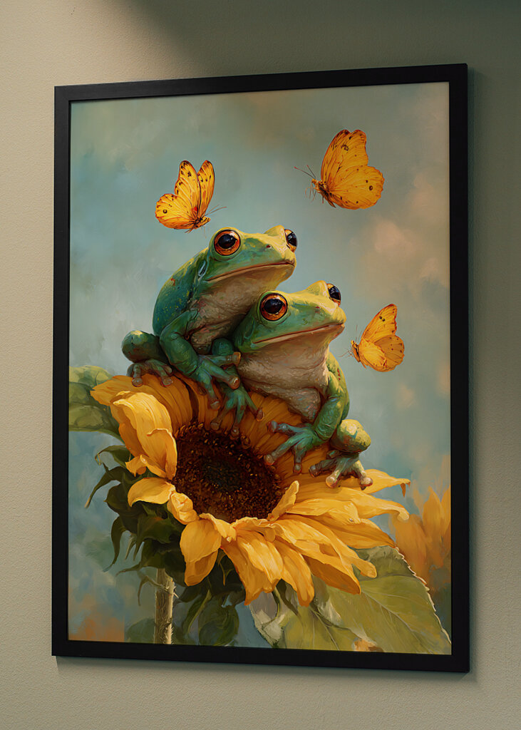 Frogs in Sunflower Bliss