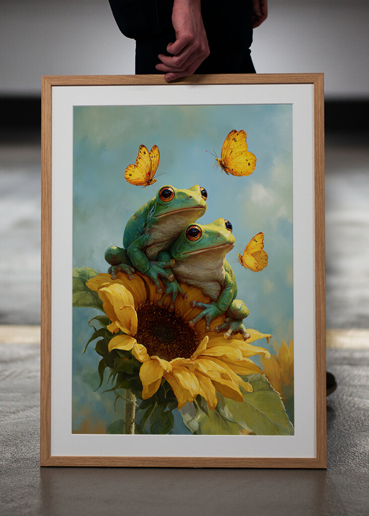 Frogs in Sunflower Bliss