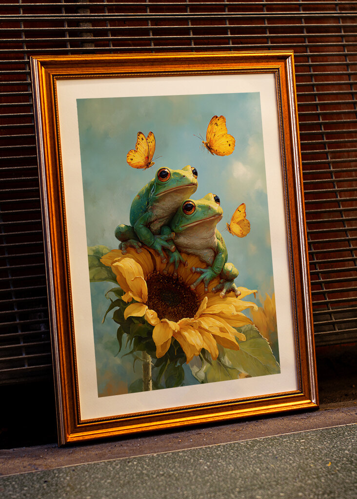 Frogs in Sunflower Bliss