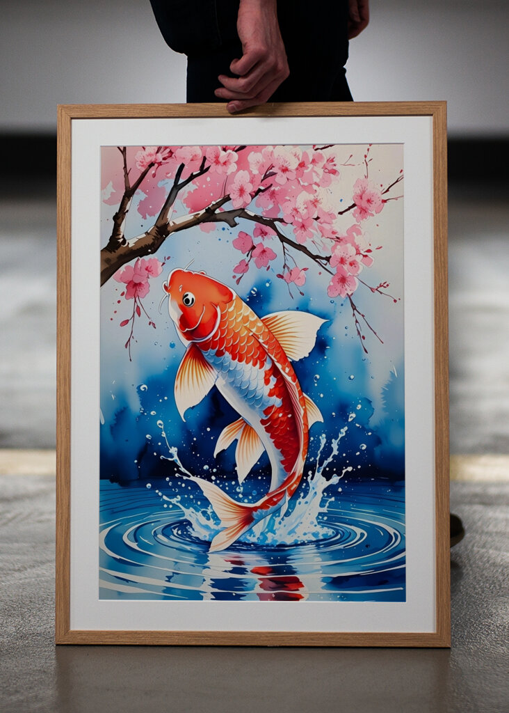 Koi Fish and Cherry Blossoms