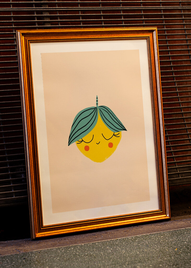 Kawaii Happy Fruit Faces Zitrone