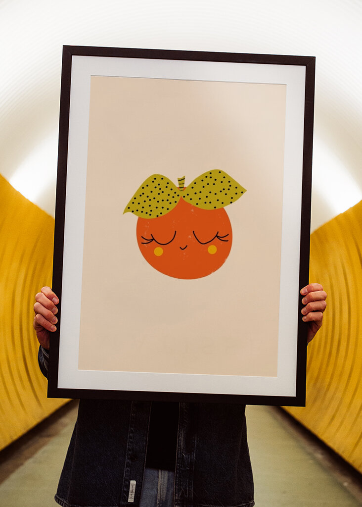 Szczęśliwe Owocowe Twarze Pomarańczowy 