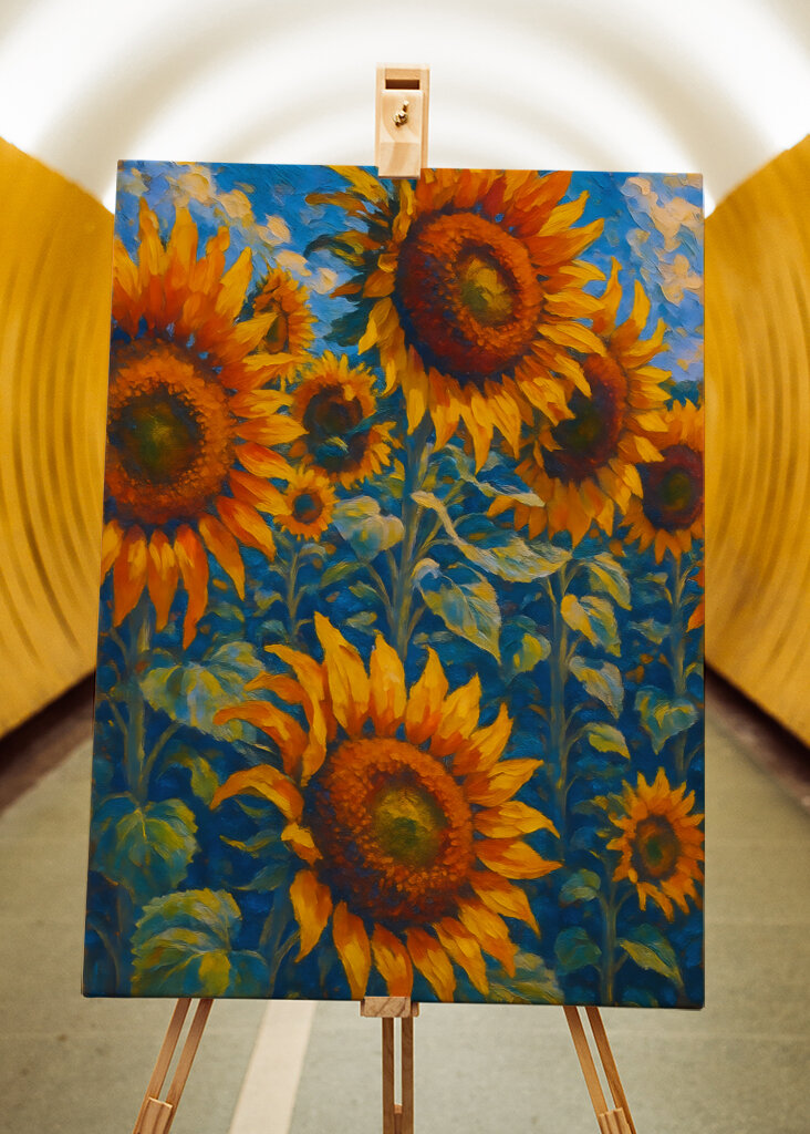 Auringonkukkien maalaus