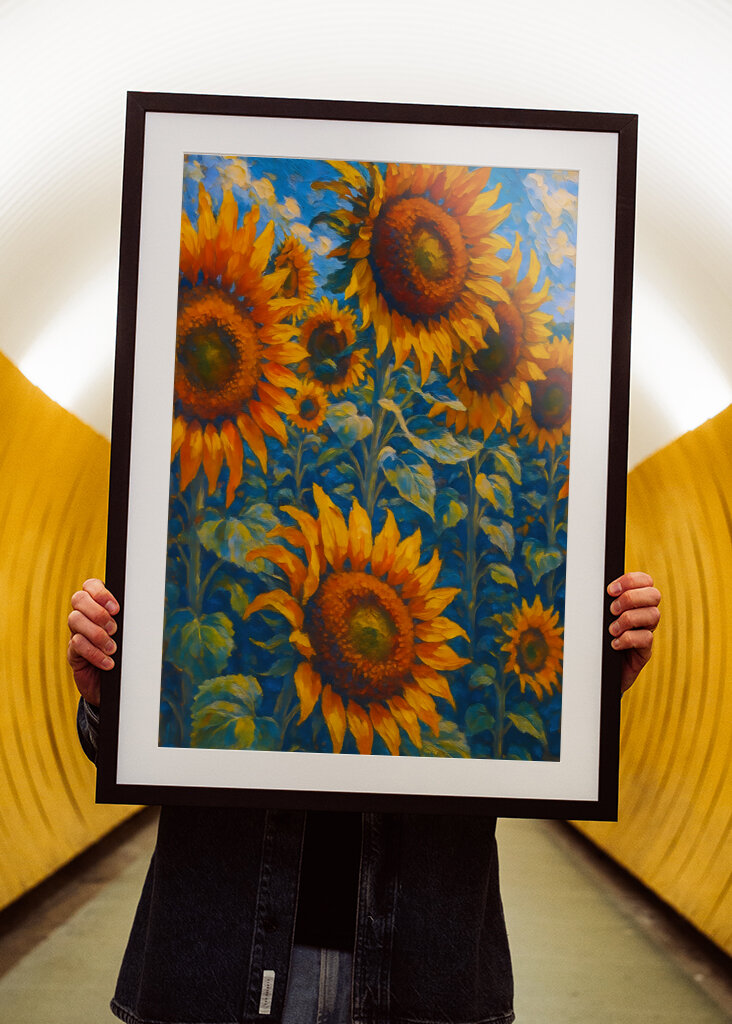 Auringonkukkien maalaus