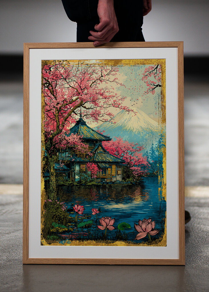 Vintage Fuji Sakura Temple
