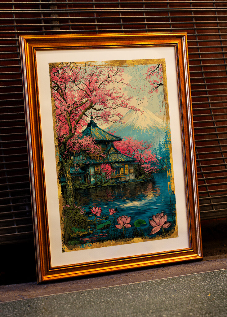 Vintage Fuji Sakura Temple