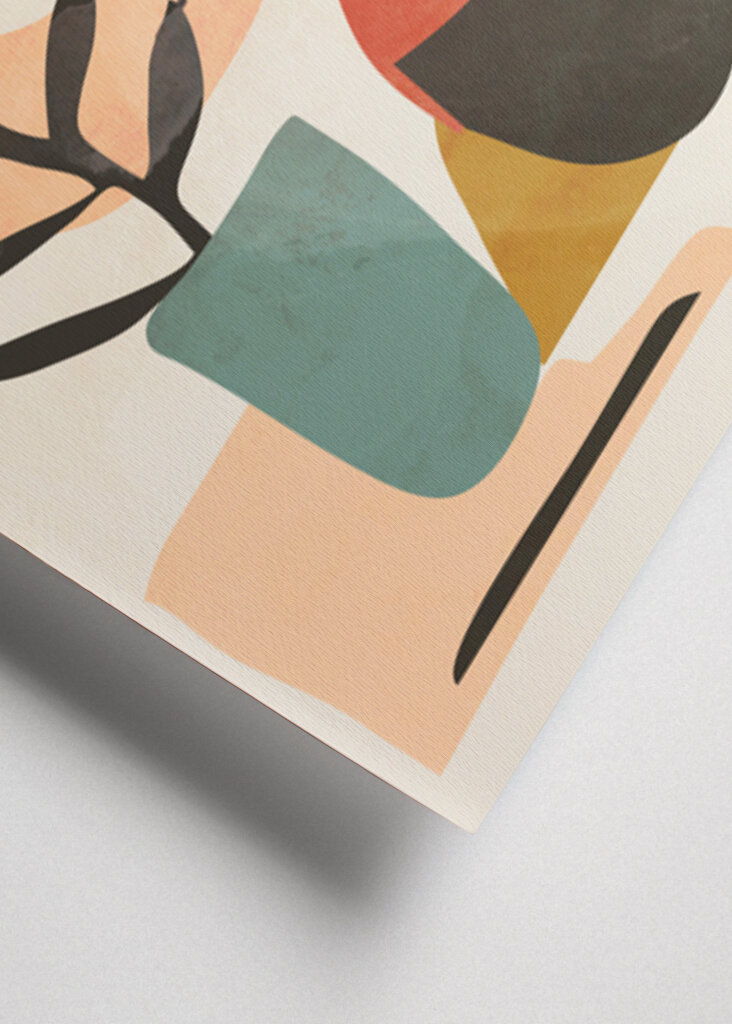 Geometric Shapes And A Stylized Plant,