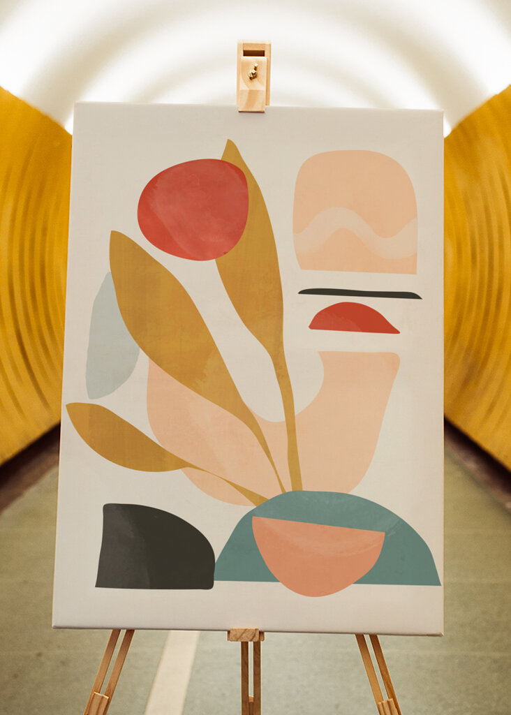 Abstraktní tvary a výrazné barvy