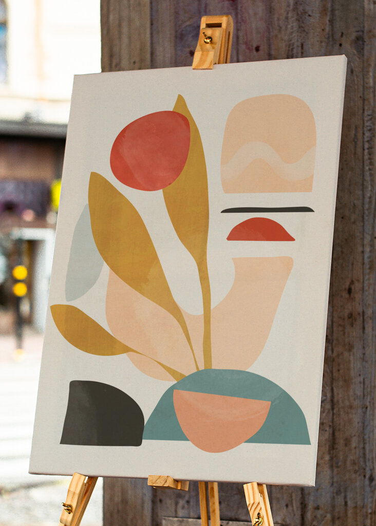 Abstraktní tvary a výrazné barvy