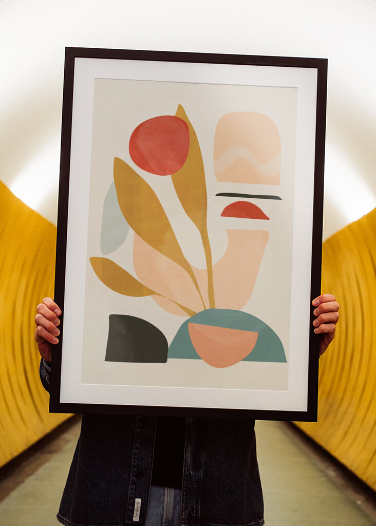 Abstraktní tvary a výrazné barvy